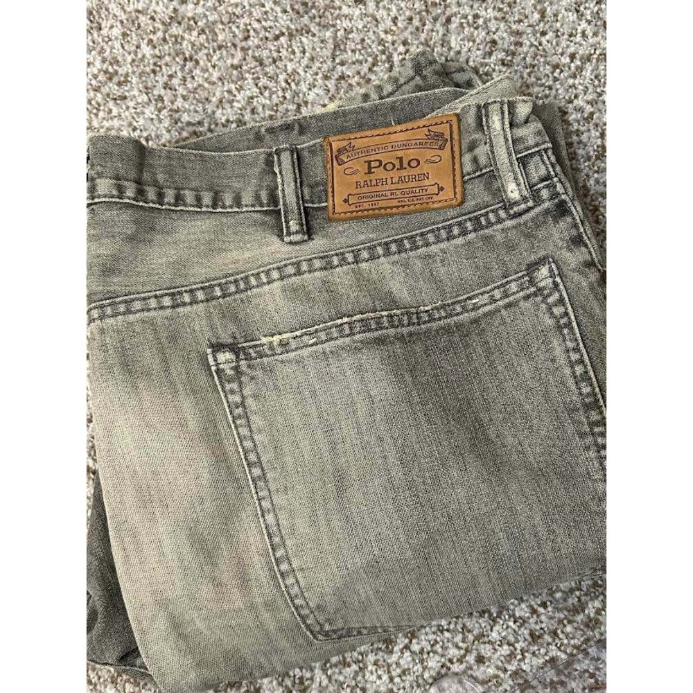 Polo Ralph Lauren Varick Slim Straight Jeans 40x32 Ash Grey Cotton Distressed - Picture 2 of 16